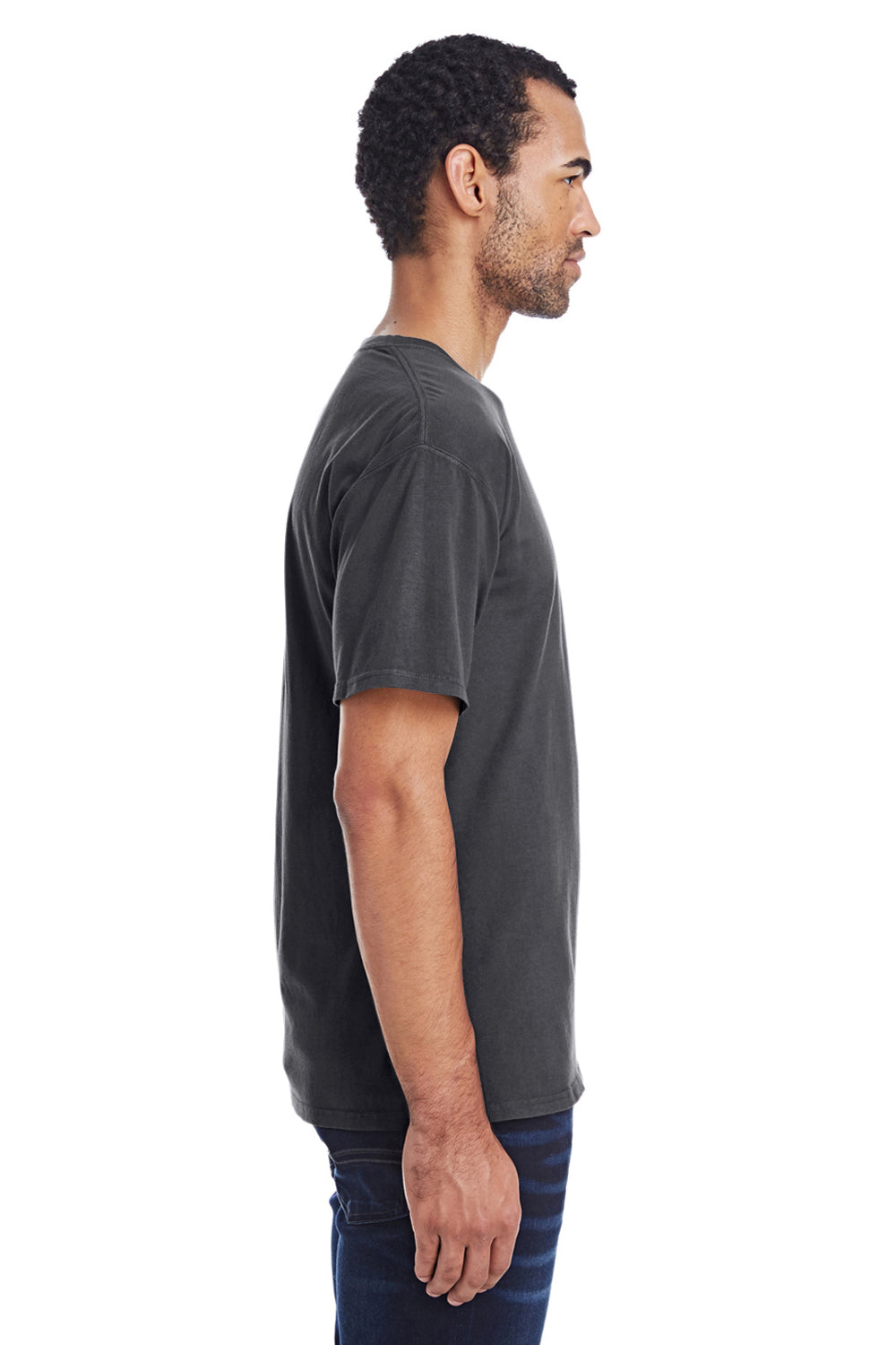 ComfortWash By Hanes GDH100 Mens Short Sleeve Crewneck T-Shirt Railroad Grey Side