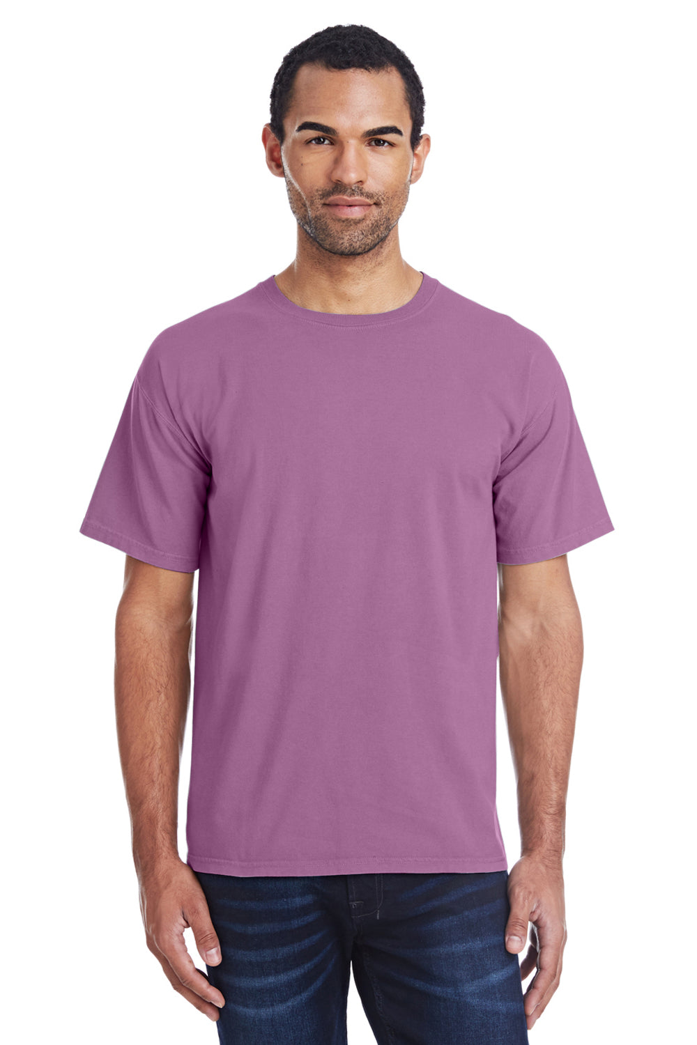 ComfortWash By Hanes GDH100 Mens Short Sleeve Crewneck T-Shirt Plum Purple Front