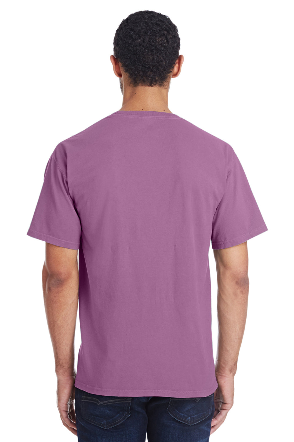 ComfortWash By Hanes GDH100 Mens Short Sleeve Crewneck T-Shirt Plum Purple Back