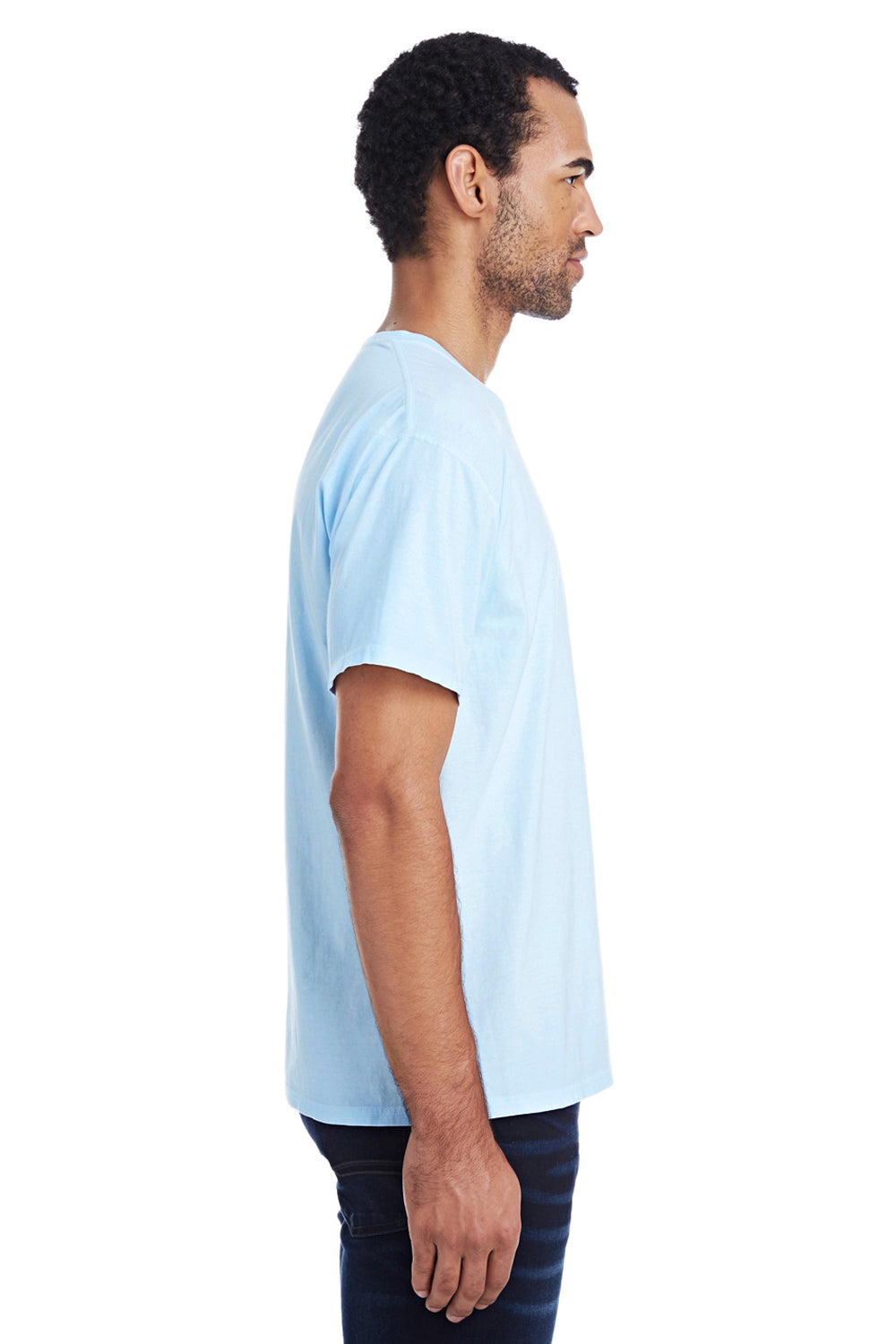 ComfortWash By Hanes GDH100 Mens Short Sleeve Crewneck T-Shirt Soothing Blue Side