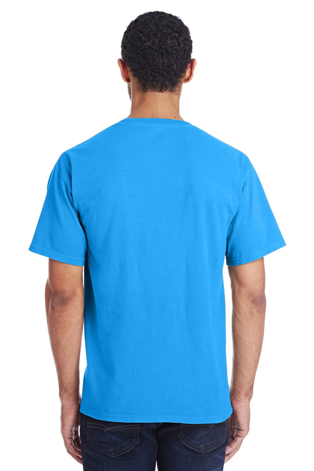 ComfortWash By Hanes GDH100 Mens Short Sleeve Crewneck T-Shirt Sky Blue Back