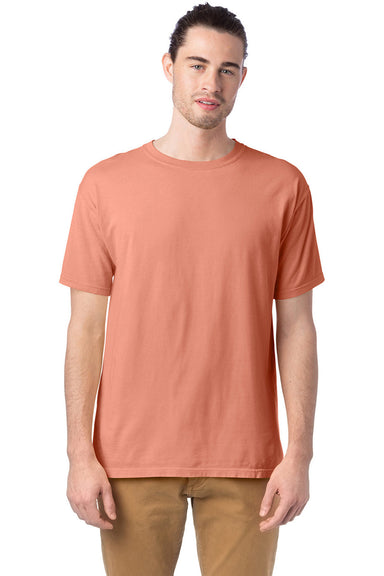 ComfortWash by Hanes GDH100 Mens Short Sleeve Crewneck T-Shirt Clay Red Front