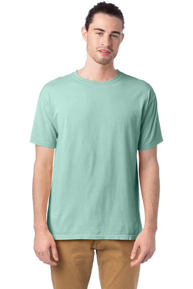 ComfortWash by Hanes GDH100 Mens Short Sleeve Crewneck T-Shirt Honeydew Green Front