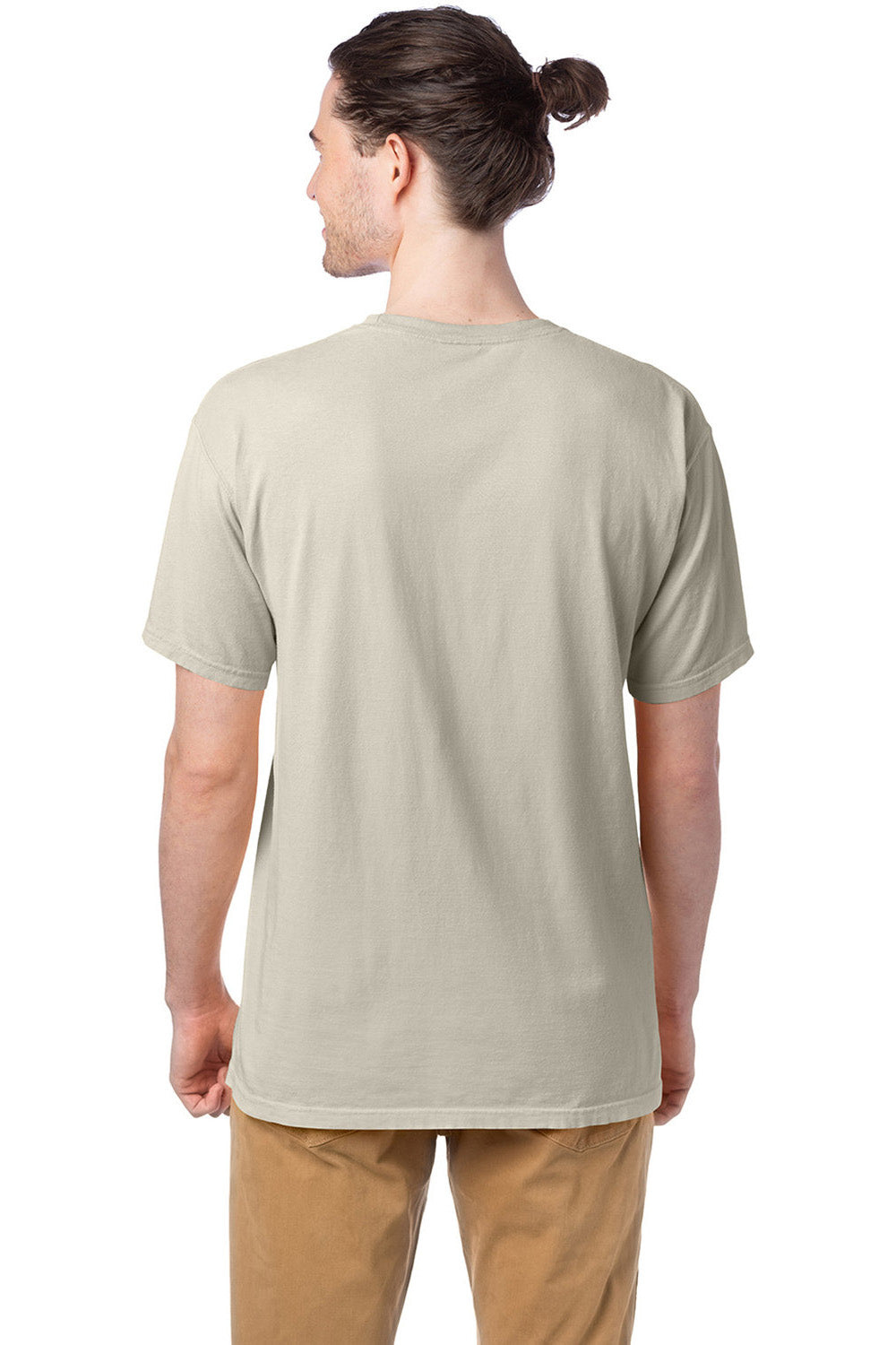 ComfortWash by Hanes GDH100 Mens Short Sleeve Crewneck T-Shirt Parchment Back