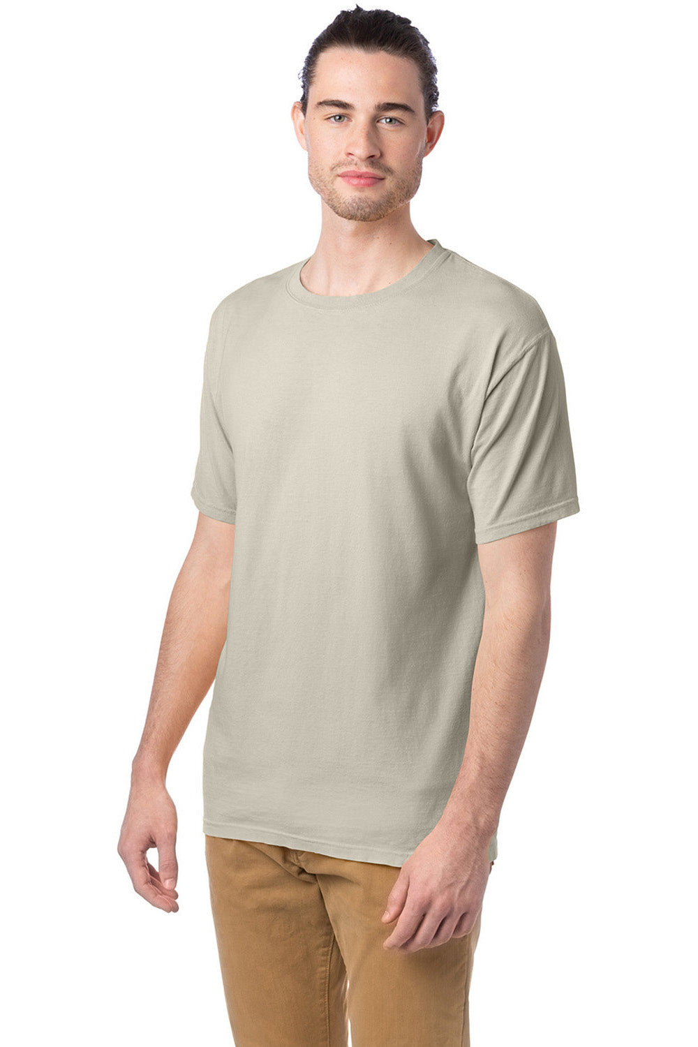 ComfortWash by Hanes GDH100 Mens Short Sleeve Crewneck T-Shirt Parchment 3Q