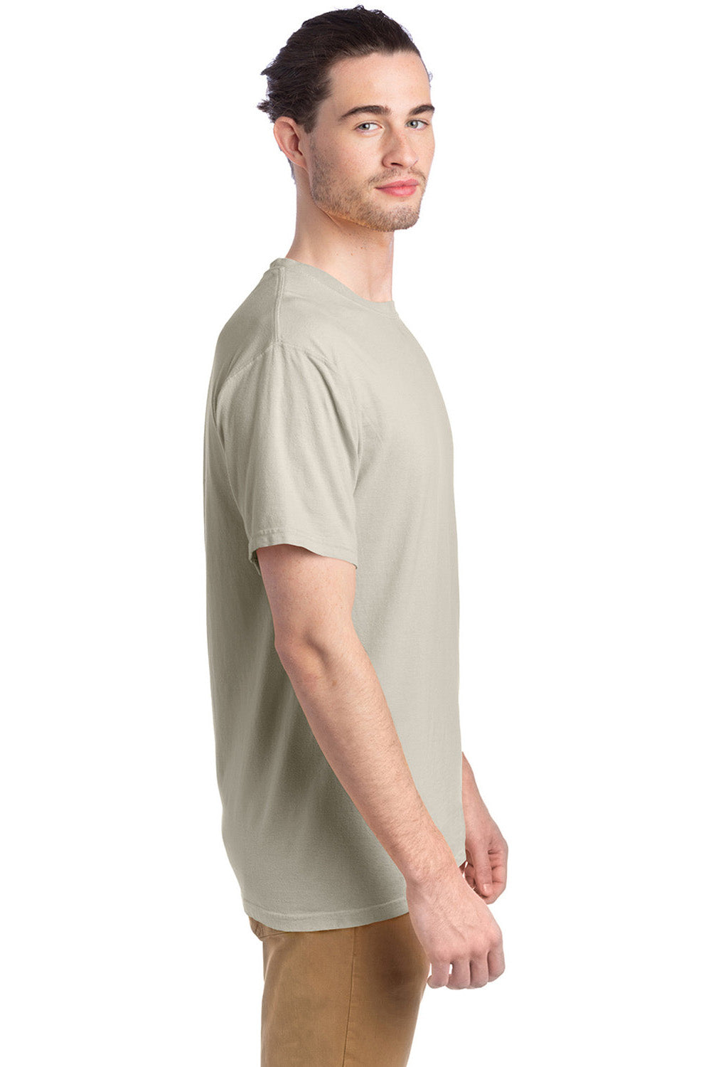 ComfortWash by Hanes GDH100 Mens Short Sleeve Crewneck T-Shirt Parchment SIde