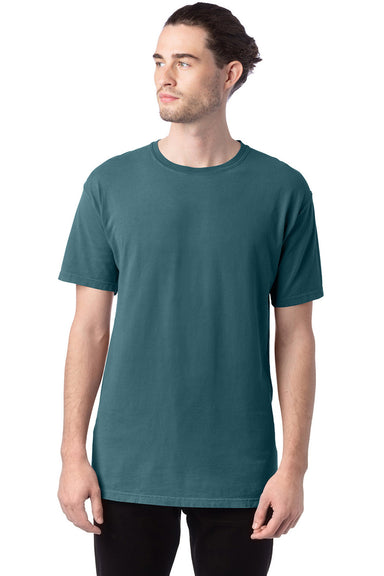 ComfortWash by Hanes GDH100 Mens Short Sleeve Crewneck T-Shirt Cactus Green Front