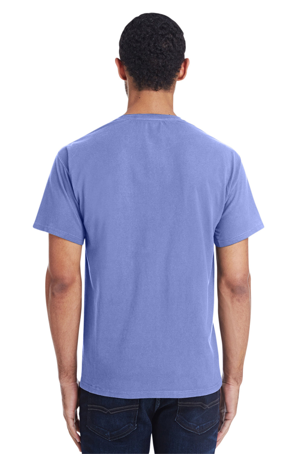 ComfortWash By Hanes GDH150 Mens Short Sleeve Crewneck T-Shirt w/ Pocket Deep Forte Purple Back