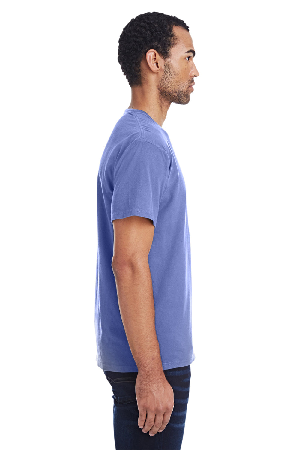 ComfortWash By Hanes GDH150 Mens Short Sleeve Crewneck T-Shirt w/ Pocket Deep Forte Purple Side