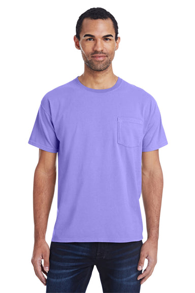 ComfortWash by Hanes GDH150 Short Sleeve Crewneck T-Shirt w/ Pocket Lavender Purple Front