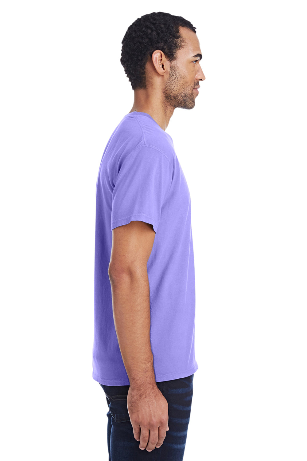 ComfortWash by Hanes GDH150 Short Sleeve Crewneck T-Shirt w/ Pocket Lavender Purple Side