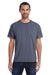 ComfortWash By Hanes GDH150 Mens Short Sleeve Crewneck T-Shirt w/ Pocket Slate Blue Front