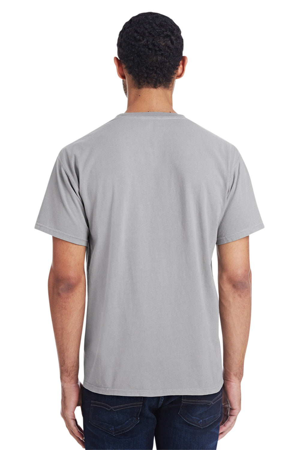 ComfortWash By Hanes GDH150 Mens Short Sleeve Crewneck T-Shirt w/ Pocket Concrete Grey Back