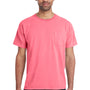 ComfortWash By Hanes Mens Short Sleeve Crewneck T-Shirt w/ Pocket - Coral Craze Pink