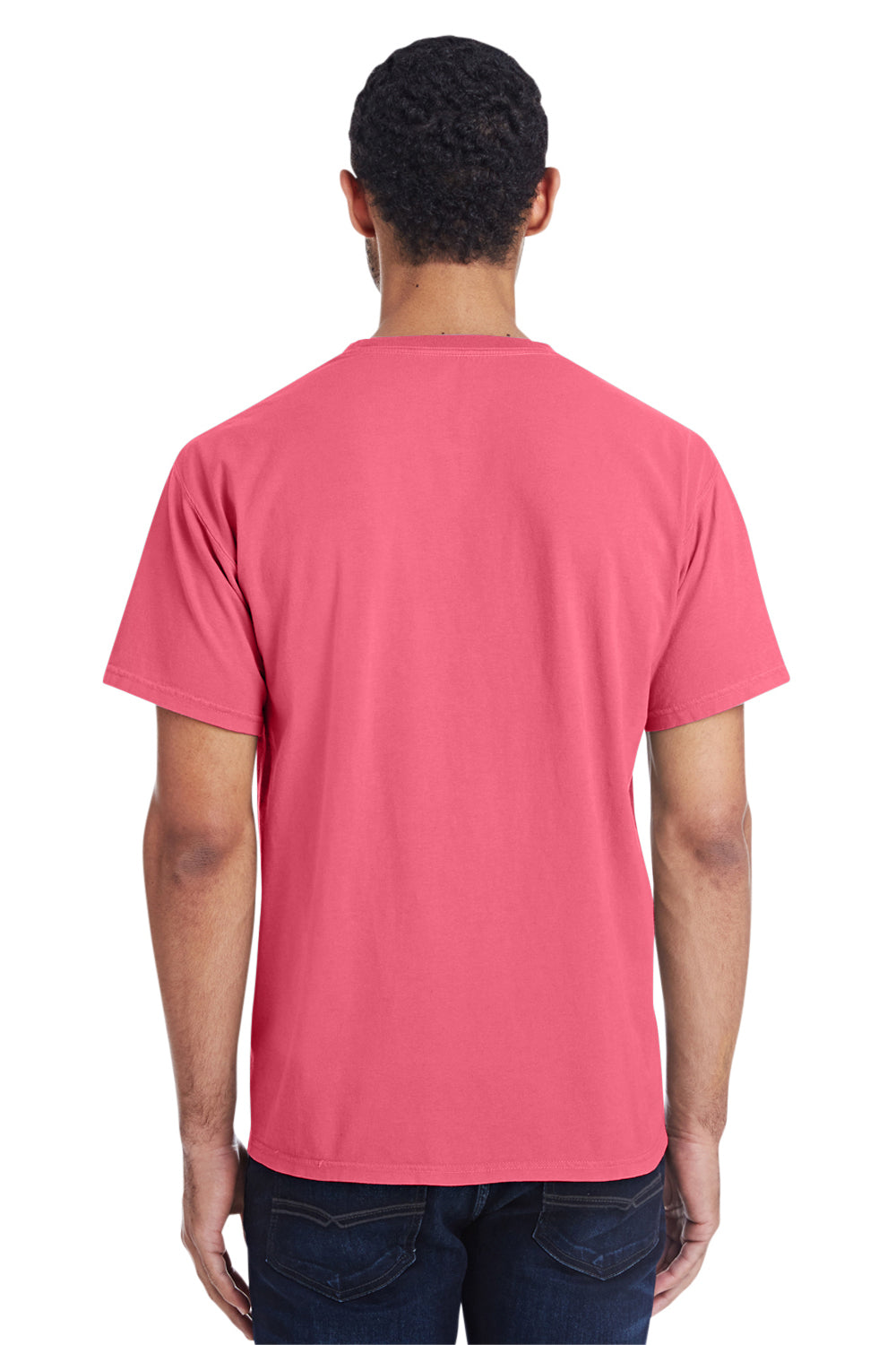 ComfortWash By Hanes GDH150 Mens Short Sleeve Crewneck T-Shirt w/ Pocket Crimson Red Back