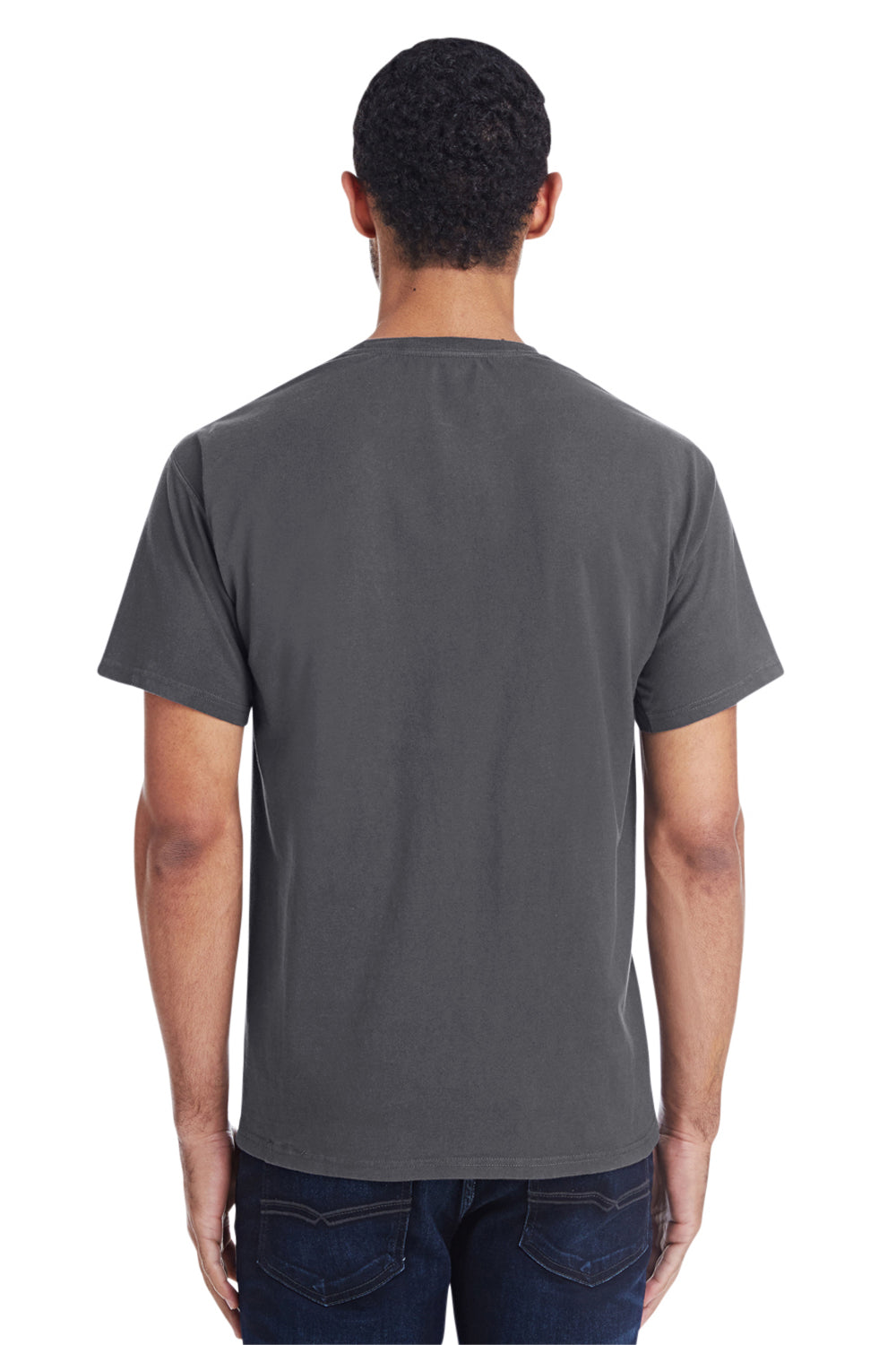 ComfortWash By Hanes GDH150 Mens Short Sleeve Crewneck T-Shirt w/ Pocket Railroad Grey Back