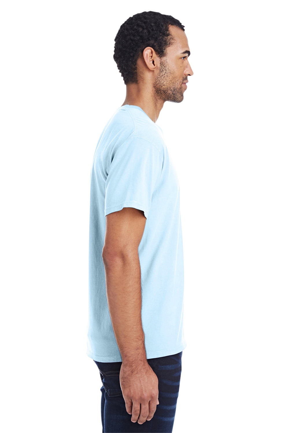 ComfortWash By Hanes GDH150 Mens Short Sleeve Crewneck T-Shirt w/ Pocket Soothing Blue Side