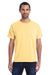 ComfortWash By Hanes GDH150 Mens Short Sleeve Crewneck T-Shirt w/ Pocket Yellow Front