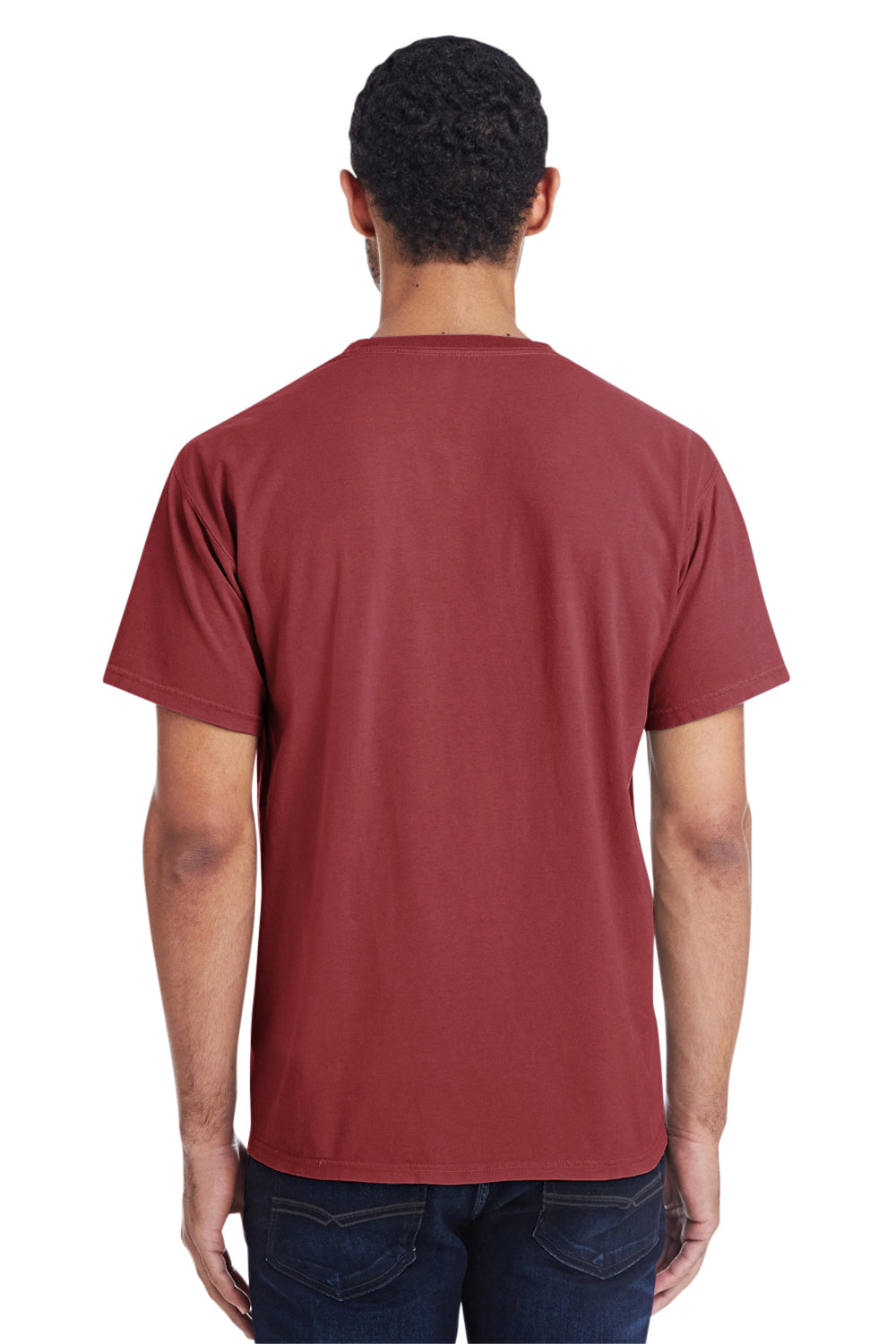 ComfortWash by Hanes GDH150 Short Sleeve Crewneck T-Shirt w/ Pocket Cayenne Red Back