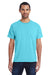 ComfortWash by Hanes GDH150 Short Sleeve Crewneck T-Shirt w/ Pocket Freshwater Blue Front