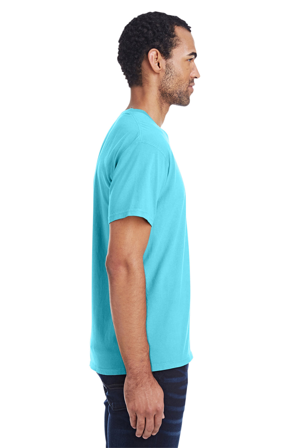 ComfortWash by Hanes GDH150 Short Sleeve Crewneck T-Shirt w/ Pocket Freshwater Blue Side