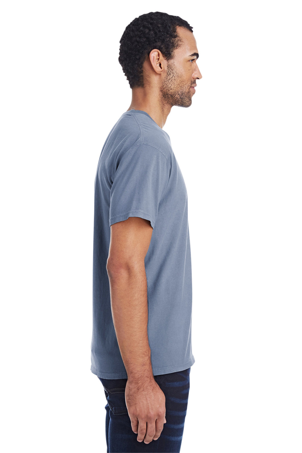 ComfortWash by Hanes GDH150 Short Sleeve Crewneck T-Shirt w/ Pocket Saltwater Blue Side