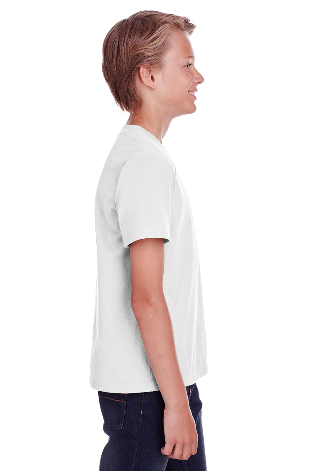ComfortWash by Hanes GDH175 Youth Short Sleeve Crewneck T-Shirt White Side