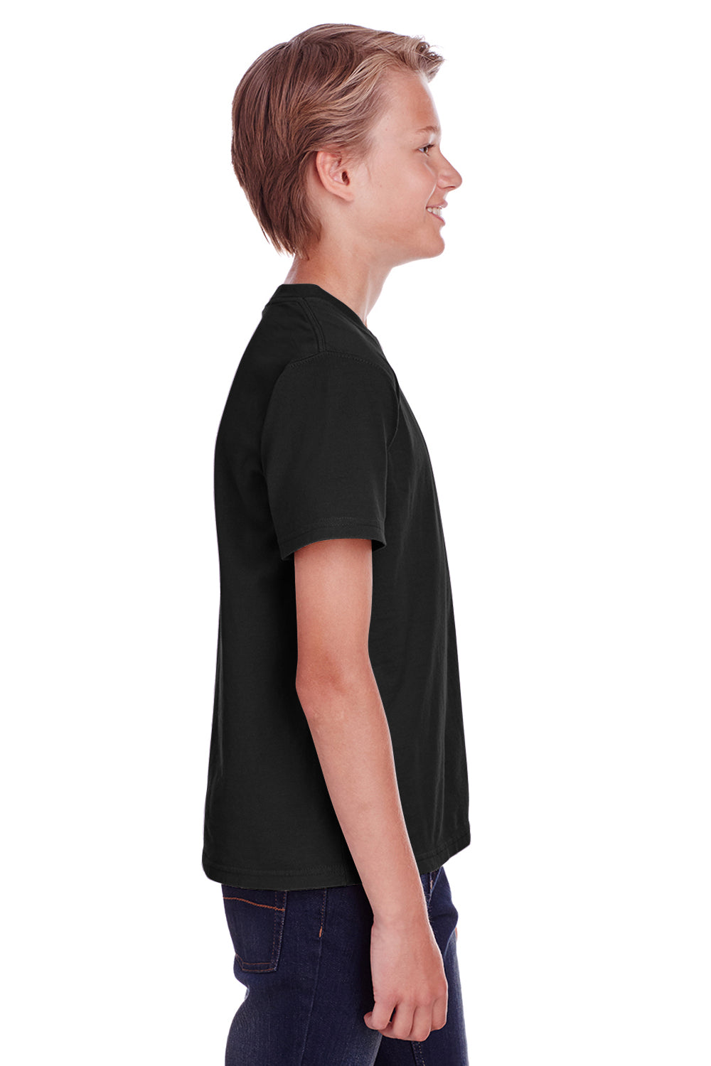 ComfortWash by Hanes GDH175 Youth Short Sleeve Crewneck T-Shirt Black Side