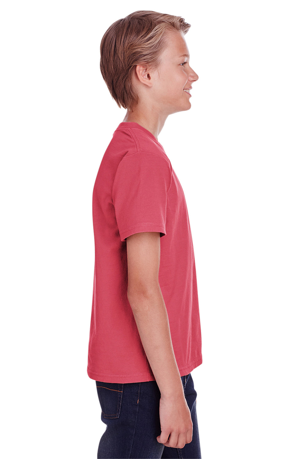 ComfortWash by Hanes GDH175 Youth Short Sleeve Crewneck T-Shirt Crimson Red Side