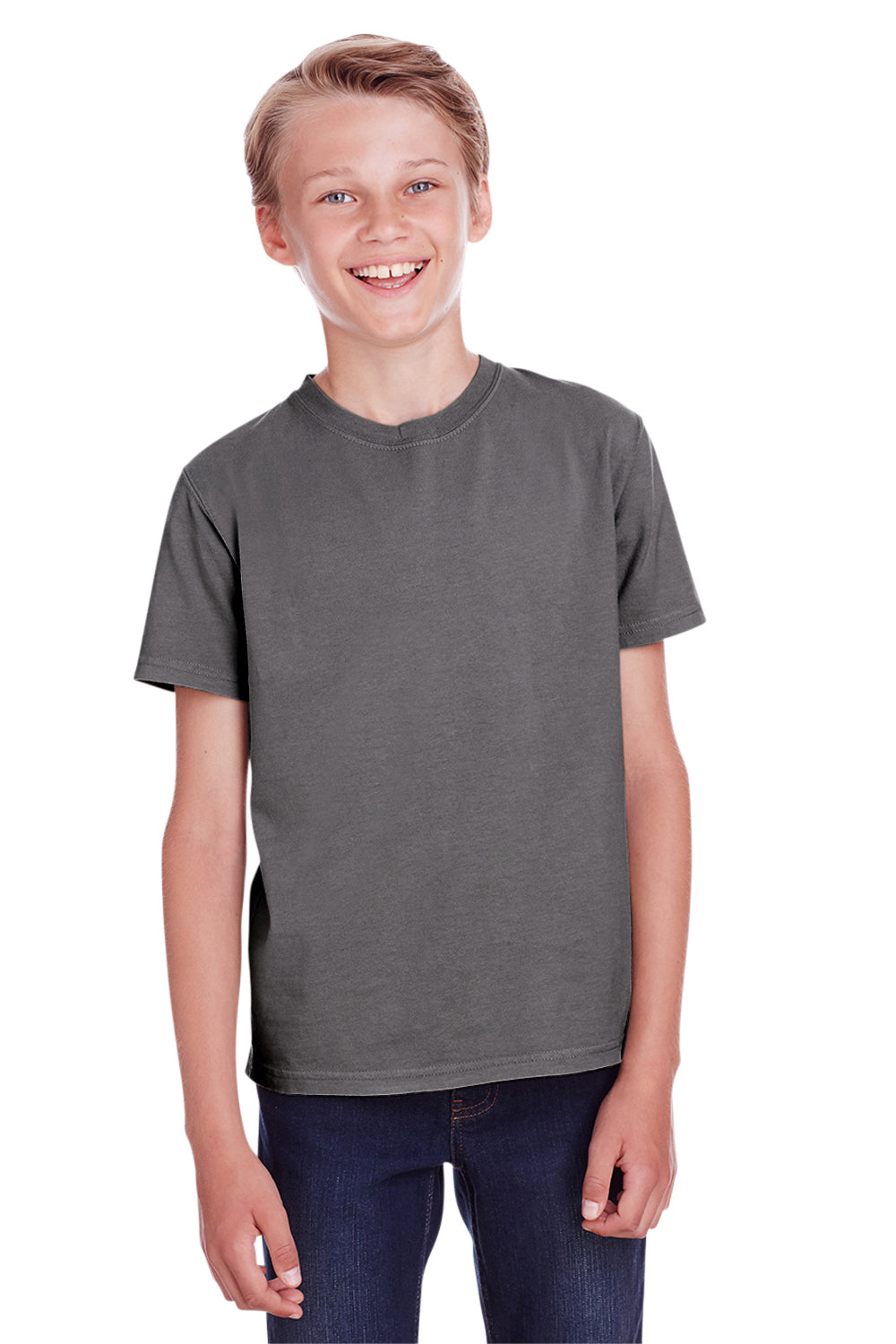 ComfortWash by Hanes GDH175 Youth Short Sleeve Crewneck T-Shirt Railroad Grey Front