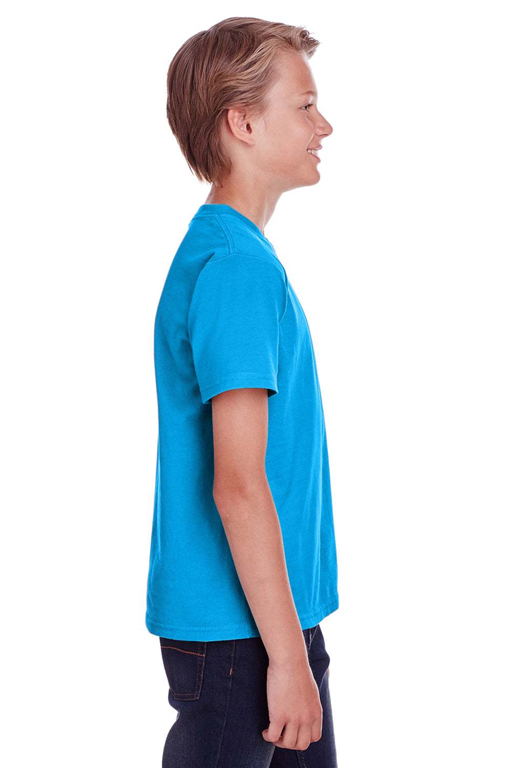 ComfortWash by Hanes GDH175 Youth Short Sleeve Crewneck T-Shirt Sky Blue Side