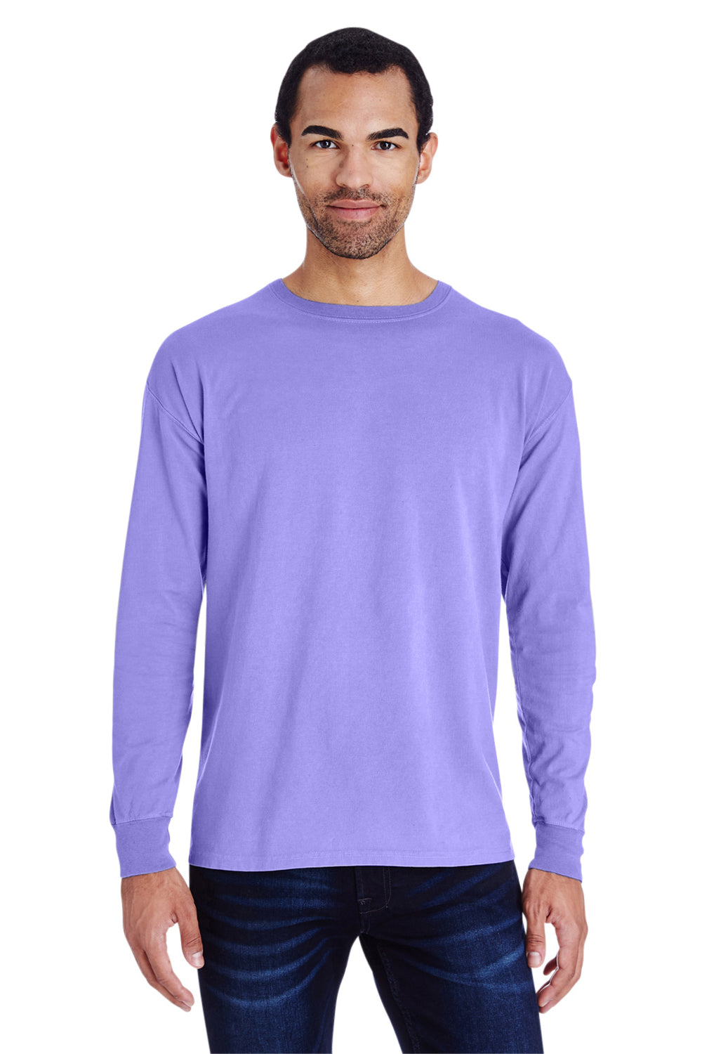 ComfortWash by Hanes GDH200 Long Sleeve Crewneck T-Shirt Lavender Purple Front