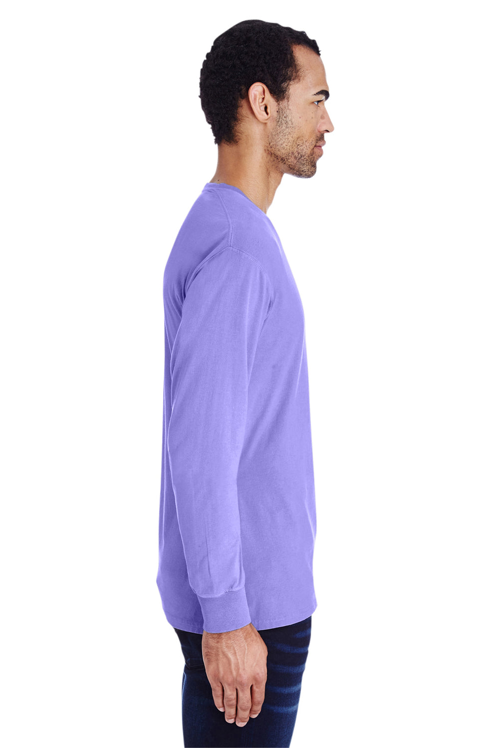 ComfortWash by Hanes GDH200 Long Sleeve Crewneck T-Shirt Lavender Purple Side