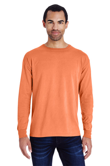ComfortWash by Hanes GDH200 Long Sleeve Crewneck T-Shirt Horizon Orange Front