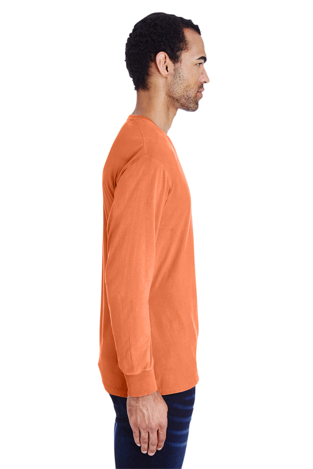 ComfortWash by Hanes GDH200 Long Sleeve Crewneck T-Shirt Horizon Orange Side