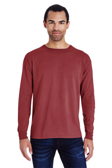 ComfortWash by Hanes GDH200 Long Sleeve Crewneck T-Shirt Cayenne Red Front