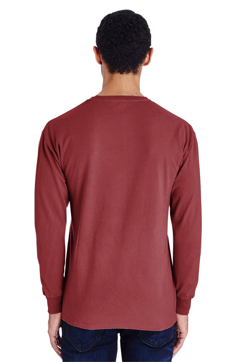 ComfortWash by Hanes GDH200 Long Sleeve Crewneck T-Shirt Cayenne Red Back