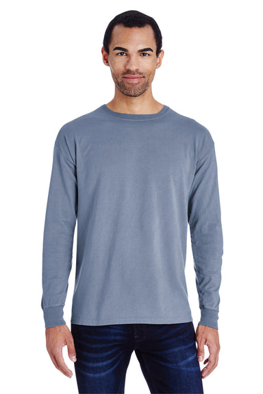 ComfortWash by Hanes GDH200 Long Sleeve Crewneck T-Shirt Saltwater Blue Front