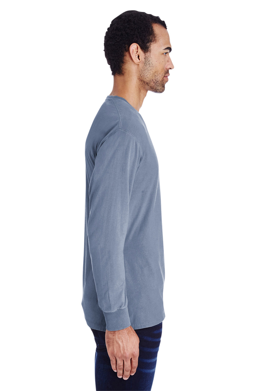 ComfortWash by Hanes GDH200 Long Sleeve Crewneck T-Shirt Saltwater Blue Side