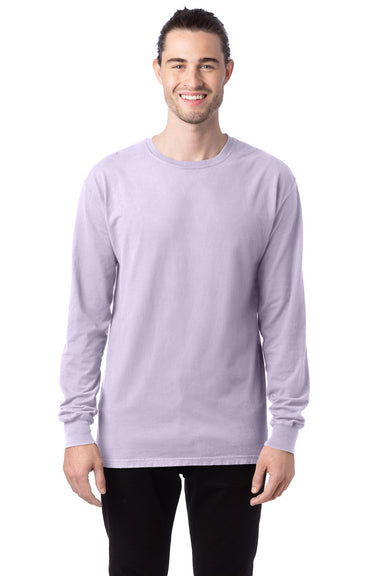 ComfortWash by Hanes GDH200 Mens Long Sleeve Crewneck T-Shirt Future Lavender Purple Front