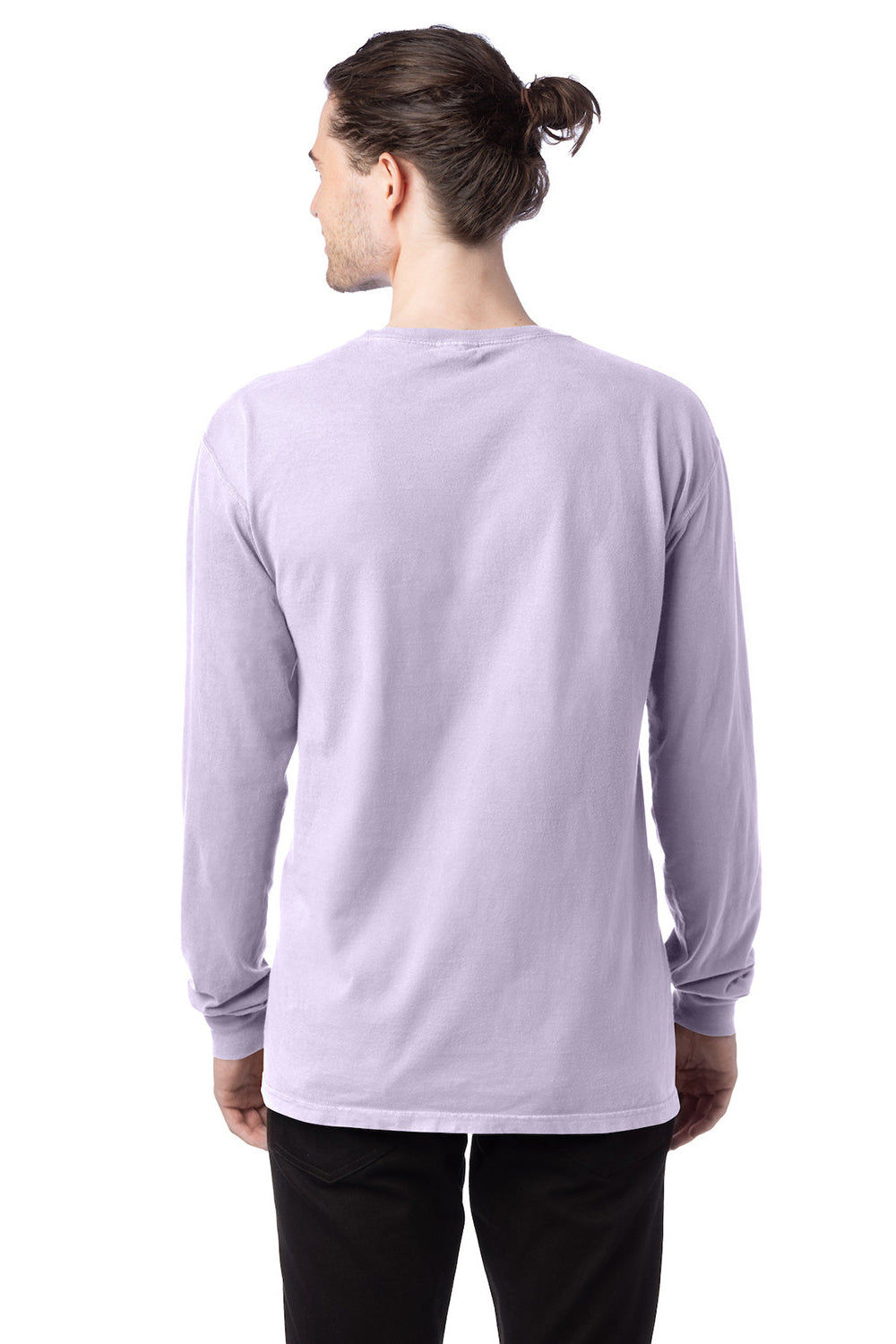 ComfortWash by Hanes GDH200 Mens Long Sleeve Crewneck T-Shirt Future Lavender Purple Back