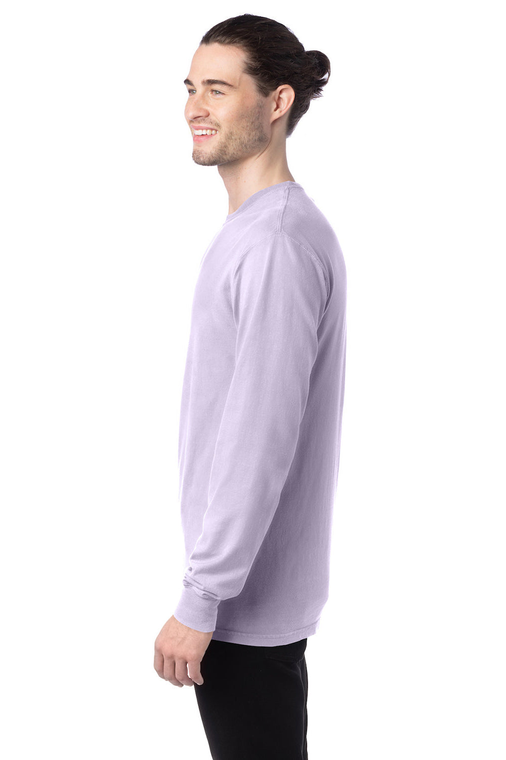 ComfortWash by Hanes GDH200 Mens Long Sleeve Crewneck T-Shirt Future Lavender Purple SIde