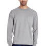 ComfortWash By Hanes Mens Long Sleeve Crewneck T-Shirt w/ Pocket - Concrete Grey