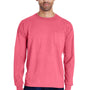 ComfortWash By Hanes Mens Long Sleeve Crewneck T-Shirt w/ Pocket - Crimson Fall