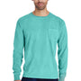 ComfortWash By Hanes Mens Long Sleeve Crewneck T-Shirt w/ Pocket - Mint Green