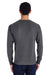 ComfortWash By Hanes GDH250 Mens Long Sleeve Crewneck T-Shirt w/ Pocket Railroad Grey Back