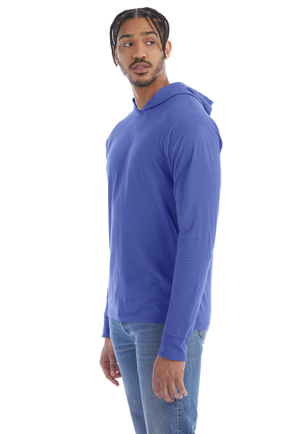 ComfortWash by Hanes GDH280 Mens Jersey Long Sleeve Hooded T-Shirt Hoodie Deep Forte 3Q