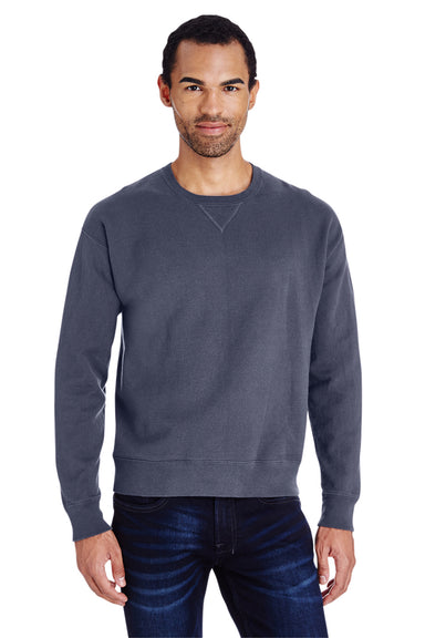 ComfortWash By Hanes GDH400 Mens Crewneck Sweatshirt Slate Blue Front