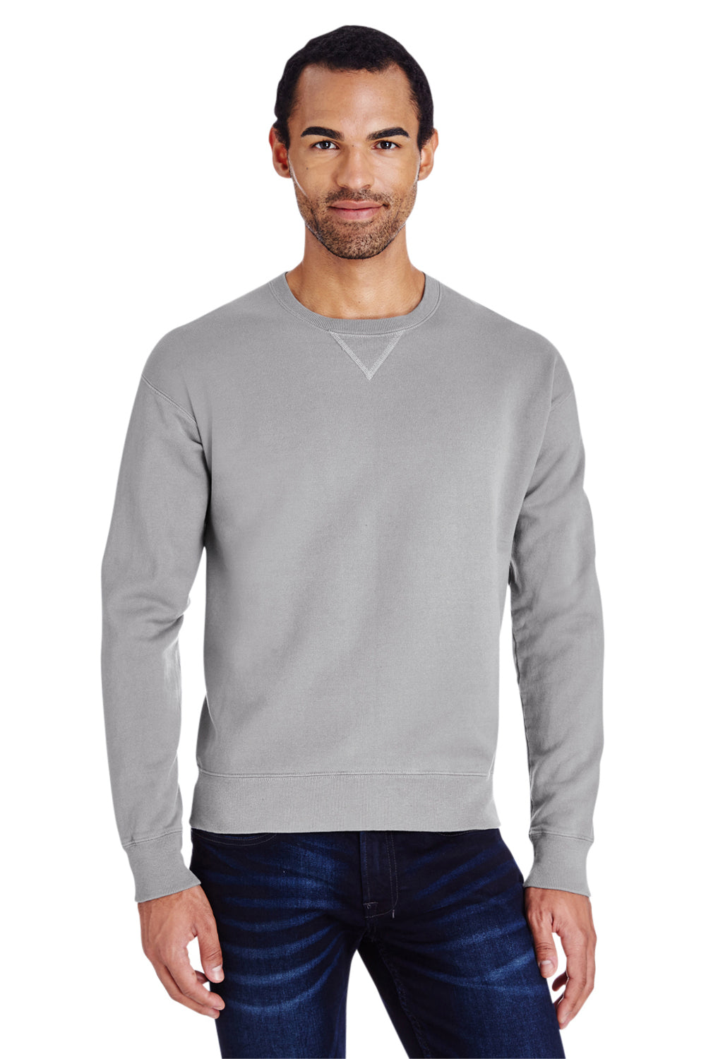 ComfortWash By Hanes GDH400 Mens Concrete Grey Crewneck Sweatshirt