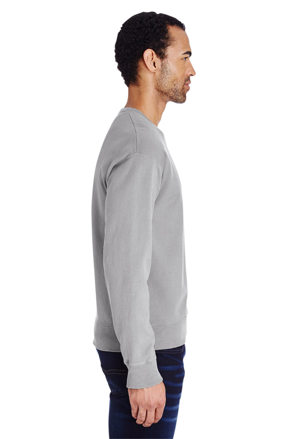ComfortWash By Hanes GDH400 Mens Crewneck Sweatshirt Concrete Grey Side